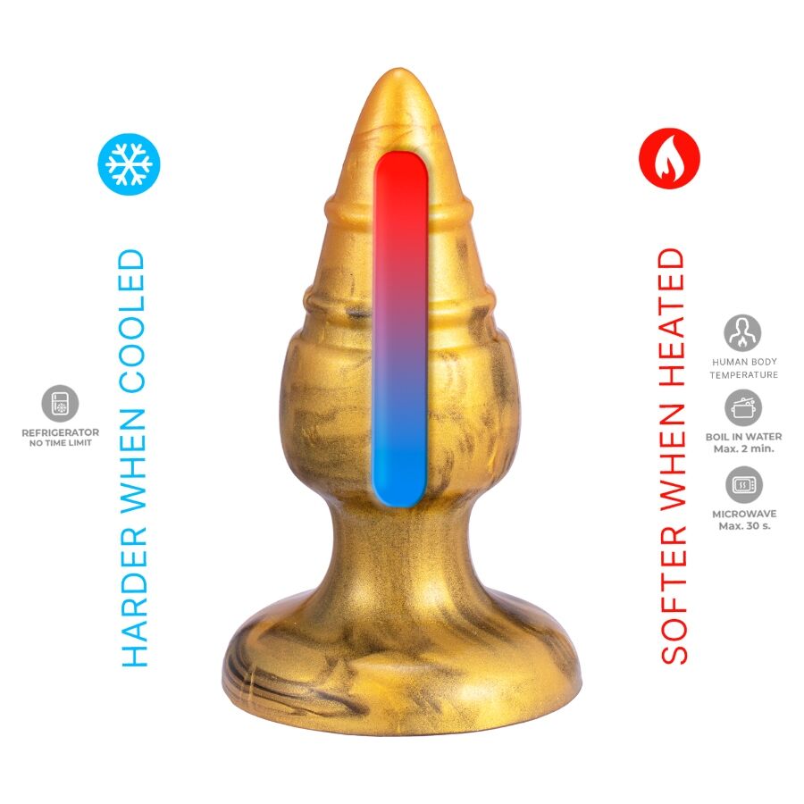 SILEXD - GOLDY ANAL PLUG FANTASY LIQUID SILICONE THERMOREACTIVE GOLDEN 9.2 CM - Image 5