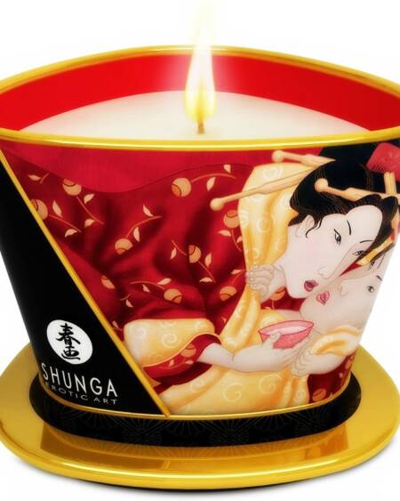 SHUNGA - MINI CARESS BY CANDELIGHT STRAWBERRIES AND CAVA MASSAGE CANDLE 170 ML