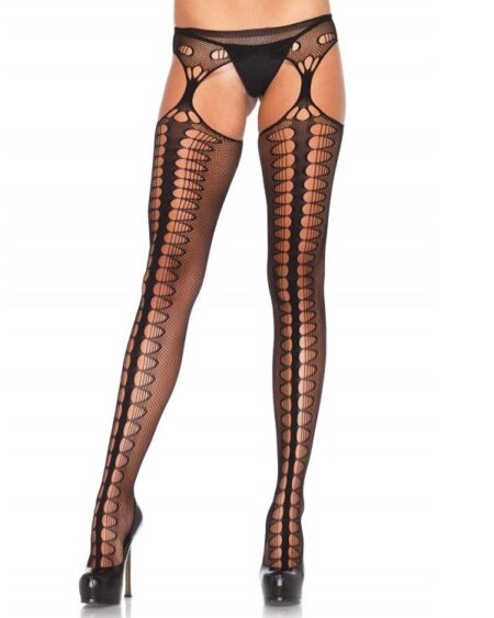 LEG AVENUE - TIGHTS WITH GARTER EXCLUSIVE BLACK