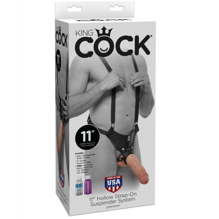 KING COCK - 28 CM HOLLOW STRAP-ON SUSPENDER SYSTEM FLESH - Image 2