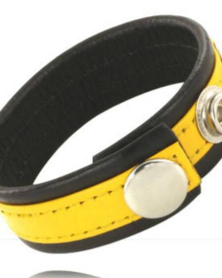 LEATHER BODY - ADJUSTABLE LEATHER STRAP PENIS YELLOW-BLACK