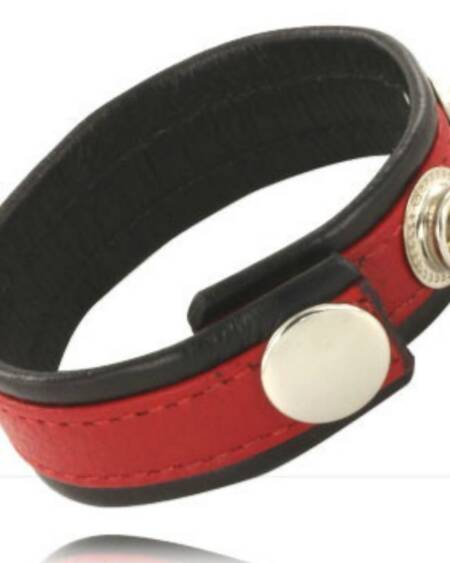 LEATHER BODY - ADJUSTABLE LEATHER STRAP FOR PENIS RED-BLACK