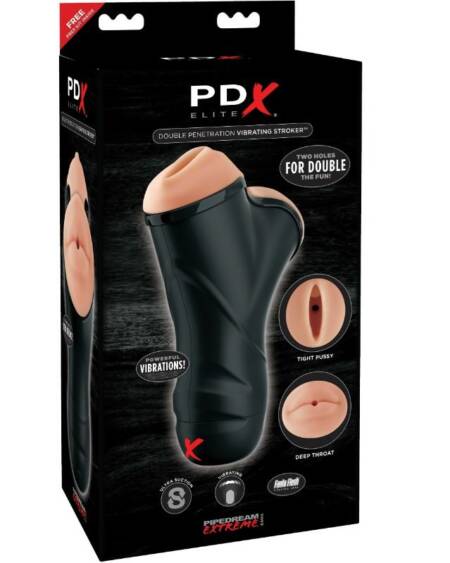 PDX ELITE - DOUBLE PENETRATION VIBRATING STROKER