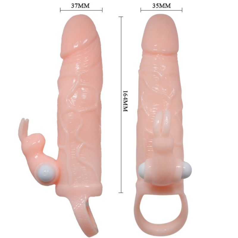 BAILE - BRAVE MAN PENIS COVER WITH RABBIT AND DOUBLE ENGINE FLESH 16.5 CM - Image 4