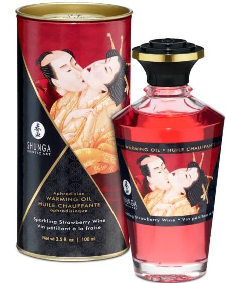 SHUNGA - STRAWBERRIES AND CAVA HEAT EFFECT MASSAGE OIL 100 ML