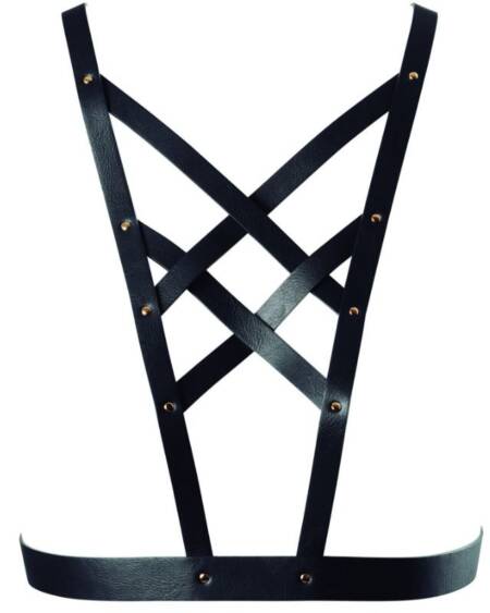 BIJOUX - INDISCRETS MAZE CROSSED HARNESS WITH NECKLINE BLACK