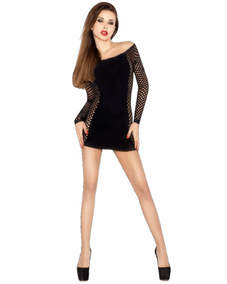 PASSION - WOMAN BS025 BODYSTOCKING BLACK DRESS STYLE ONE SIZE