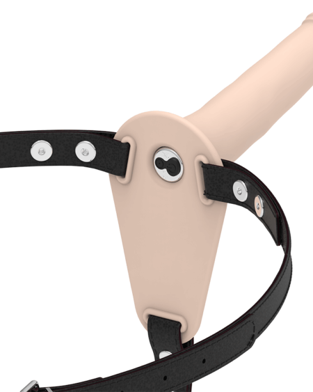 FETISH SUBMISSIVE HARNESS - FLESH SILICONE VIBRATOR 15 CM