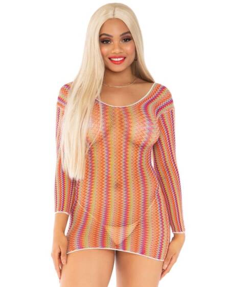 LEG AVENUE - ZIGZAG MULTICOLOR MINI DRESS ONE SIZE