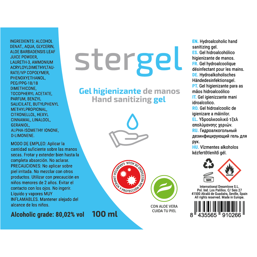 STERGEL - HYDROALCOHOLIC HAND SANITIZING GEL ALOE VERA 100ML – Bild 3