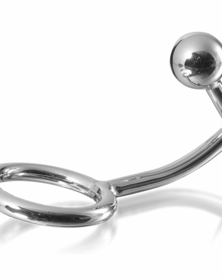 METAL HARD - COCK RING RING WITH ANAL INTRUDER HOOK 45MM