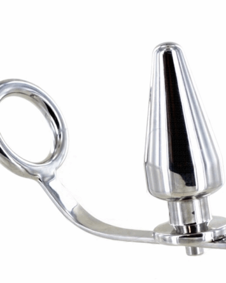 METAL HARD - STEEL RING WITH ANAL PLUG 45 X 50MM