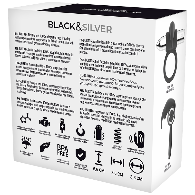BLACKSILVER - BURTON RECHARGEABLE RING 10 VIBRATION MODES - Image 4