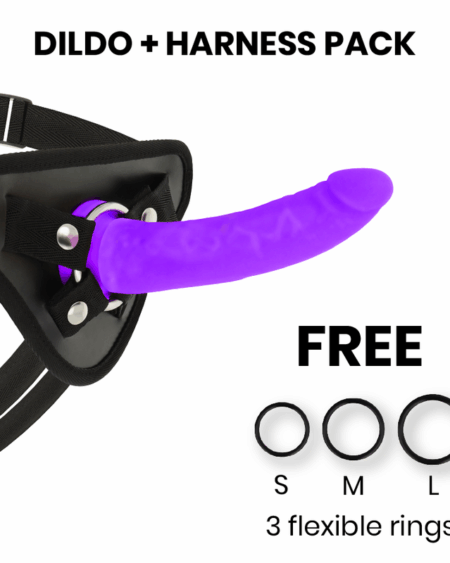 DELTA CLUB - TOYS HARNESS + DONG PURPLE SILICONE 17 CM -O- 3 CM